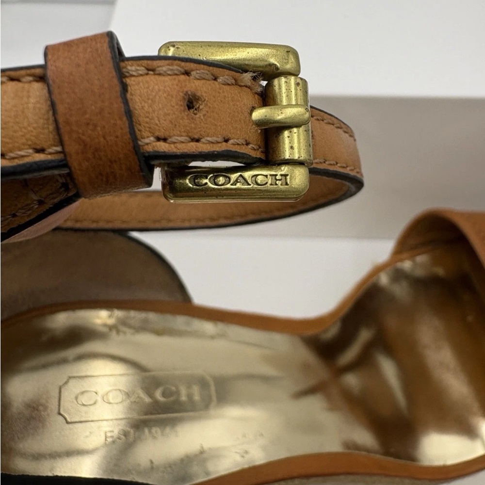 Coach Glinda Espadrille Platform Sandal -Size 7B, Brown Buckle Wedge - Picture 5 of 14